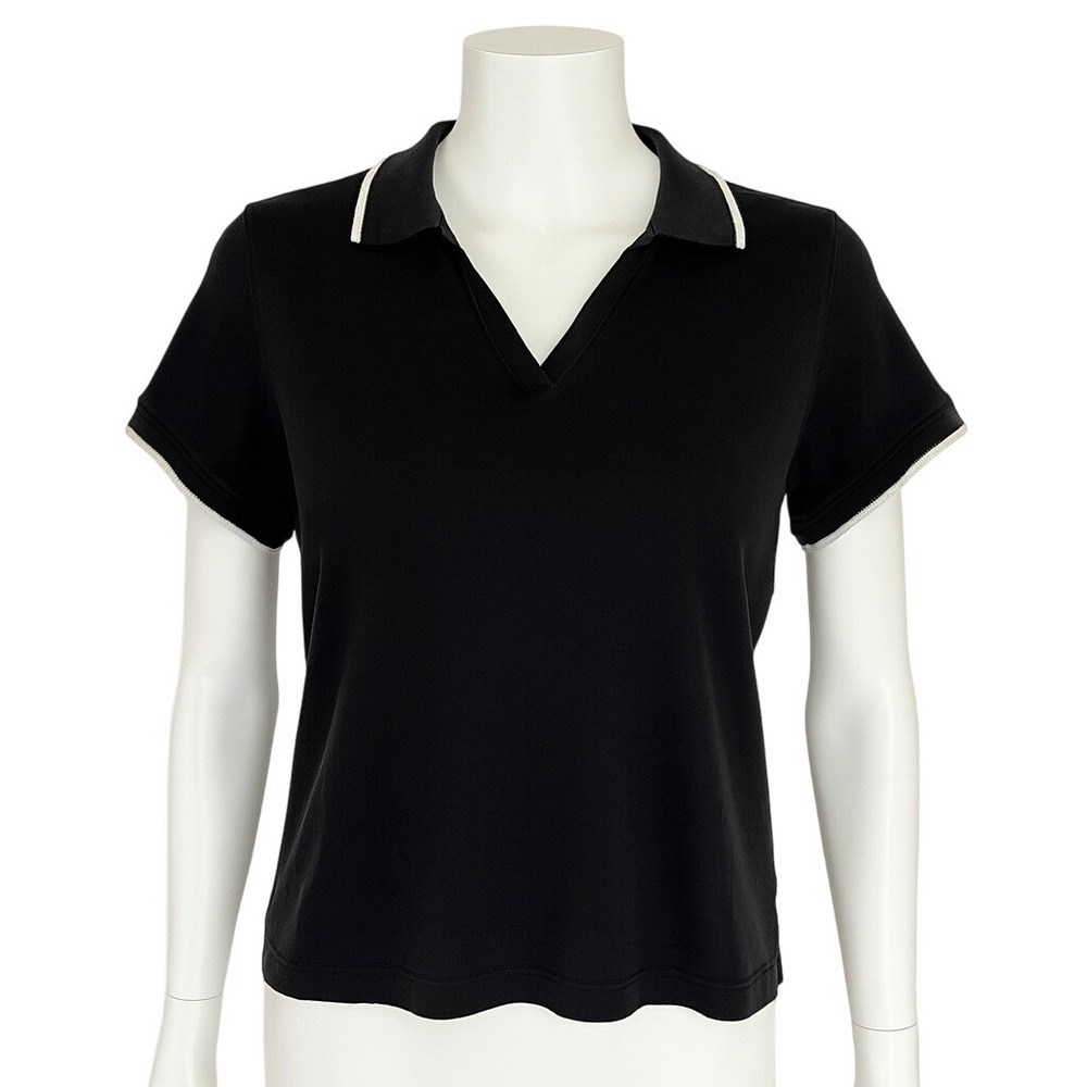 Lands End Womens Polo Shirt L Split Neck Preppy Coastal‎ Academia Normcore Y2K